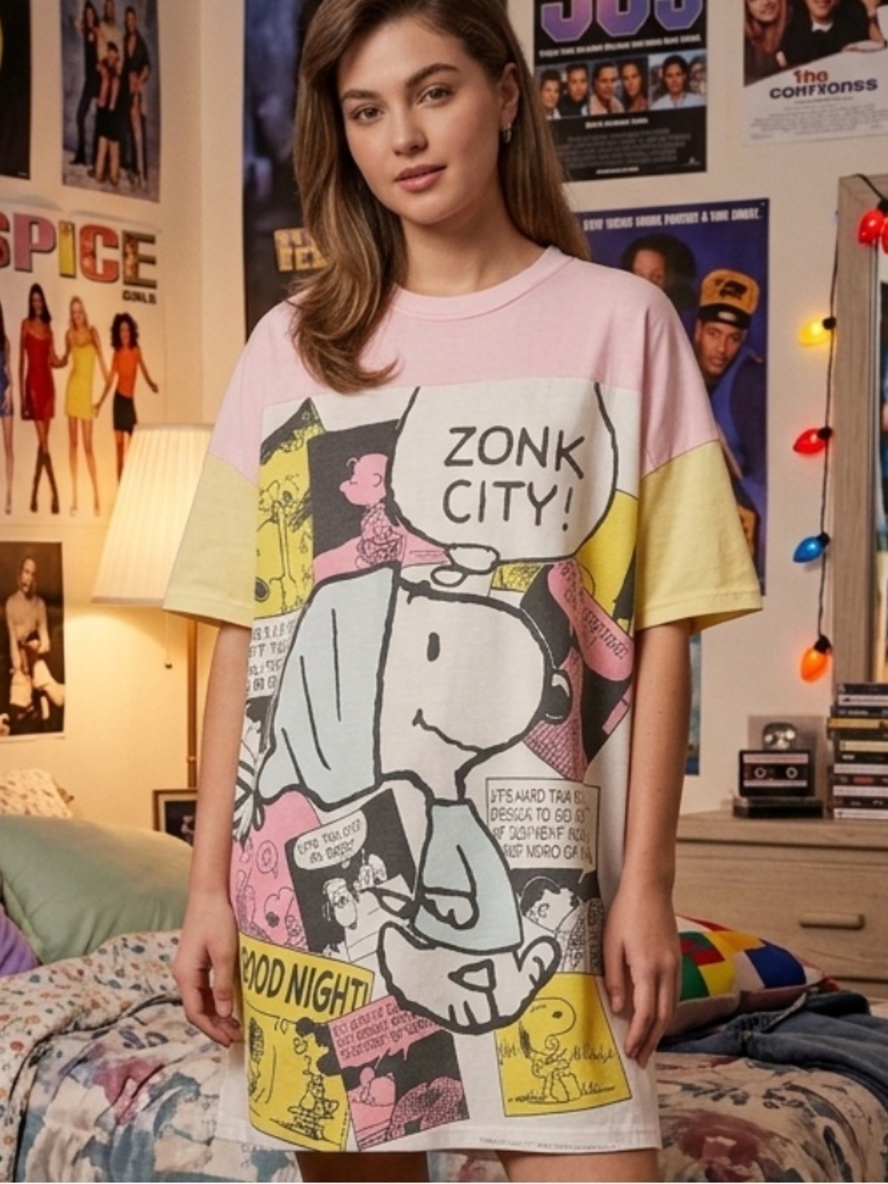 Vintage Flirts Snoopy 'Charlie brown Zonk City' Graphic sleep shirt women’s OS